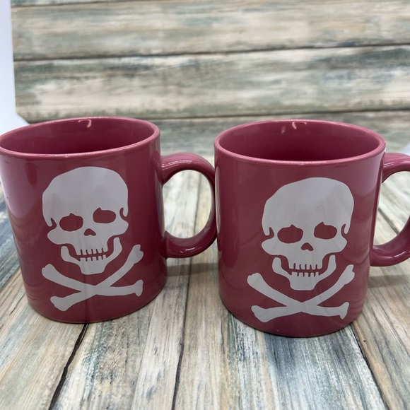 ⭐️2 Fun Factory Waechtersbach Germany pink mug skull & cross bones design set 1 - Picture 3 of 8